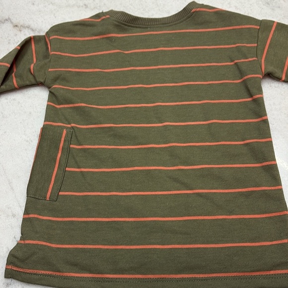 Olive Green Striped Kids Shirt - Picture 4 of 4